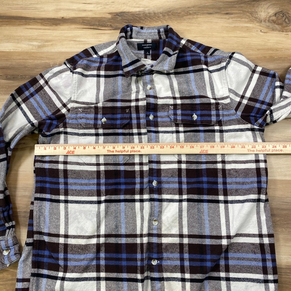 Banana Republic Flannel Shirt Mens L Heritage Cotton Standard Fit Plaid Brown - Picture 7 of 9